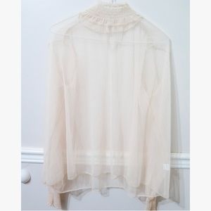YESSTYLE Sheer Long-Sleeved Blouse